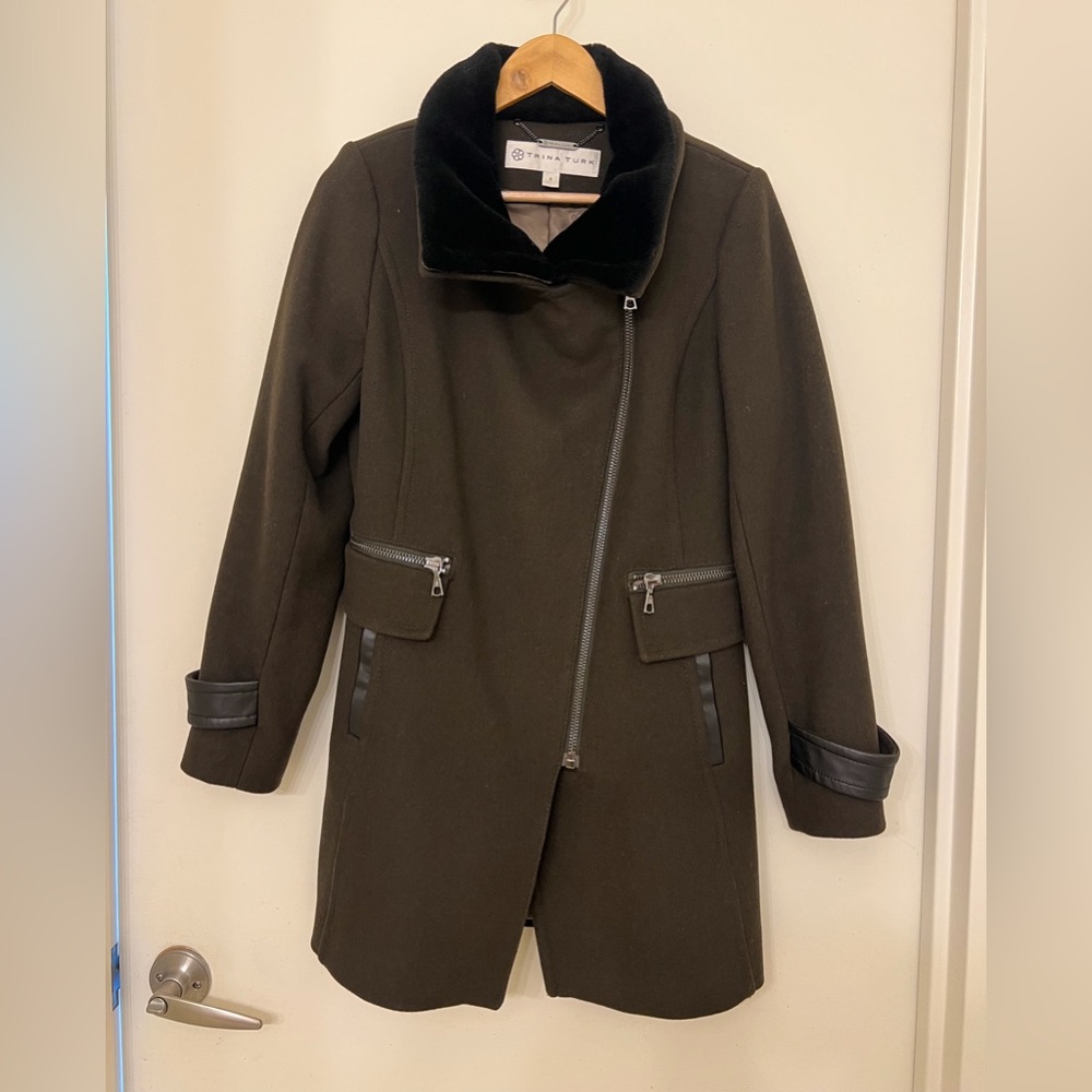 Trina Turk Olive Green Wool Coat 6